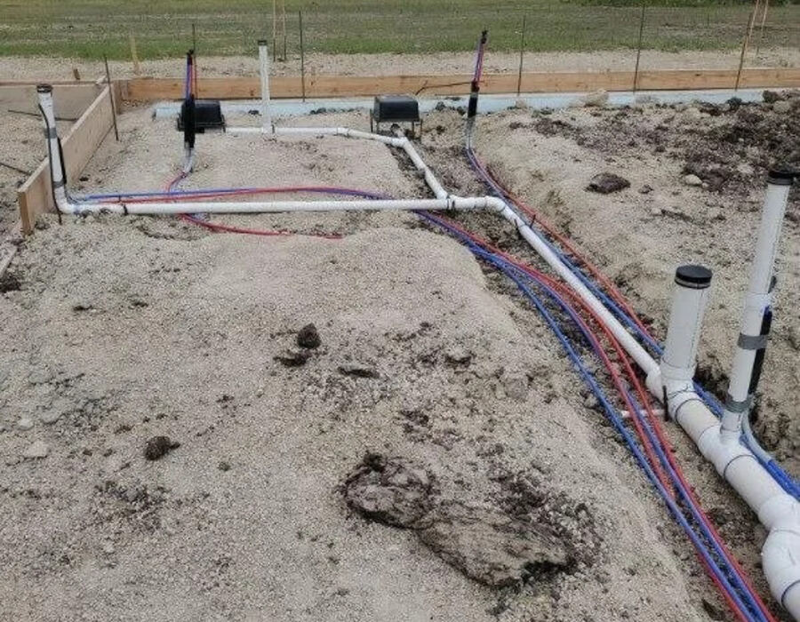 Underground utility and water line installation trench